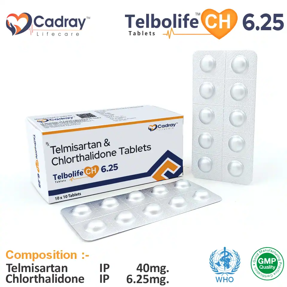 Telmisartan 40mg + Chlorthalidone 6.25mg Tablet | Hypertension Therapy | Best Price for PCD Pharma Franchise
